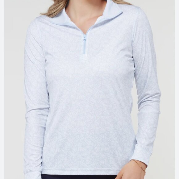 Straight Down Fleur quarter zip long sleeve performance golf pullover - Picture 1 of 8